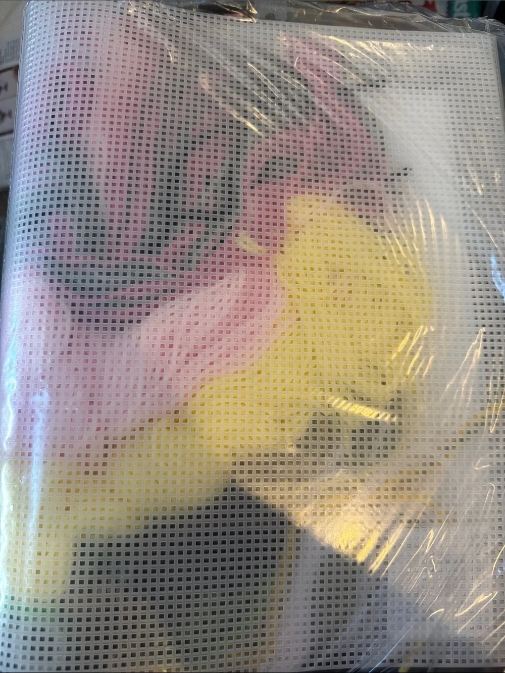 Chickadee Welcome Wall Hanging needle point kit - Yellow and Pink